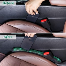 ToBeQueen Green Car Seat Gap Filler, Universal Fit for Car SUV Truck, Handmade Crystal Diamond Rhinestone Green Bling Car Accessories for Women(Green)