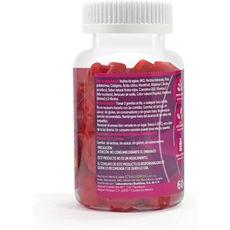 Belplus Colágeno+Coenzima Q10+Biotina 60 gomitas sin azúcar, pack 2x1