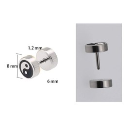 3 Pairs Yin Yang Earrings Gold Silver Black 8mm Pierced Screw Gauges Tunnel Fake Cheater Stud Stainless Steel Earrings for Men Women