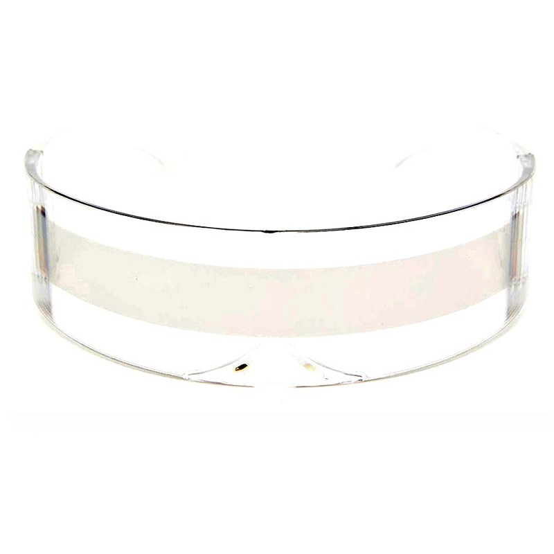Futuristic Cyclops Monoblock Shield Mirrored Sunglasses (Clear, Silver)