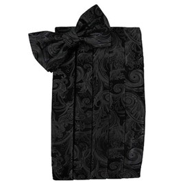 Black Silk Paisley Tapestry Cummerbund & Bow Tie Set