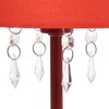 Simple Designs LT3018-RED Table Lamp with Fabric Shade and Hanging