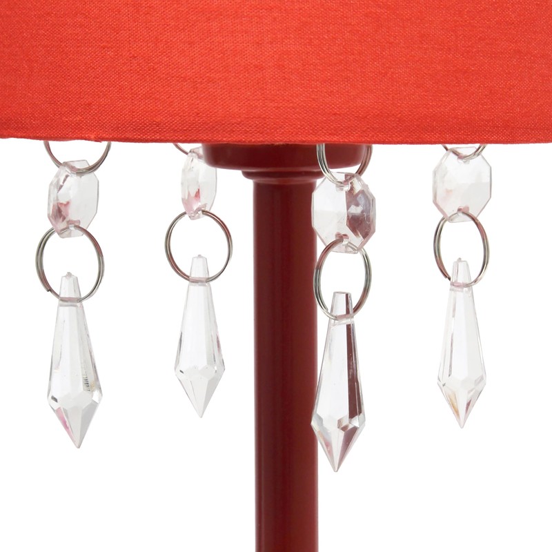 Simple Designs LT3018-RED Table Lamp with Fabric Shade and Hanging