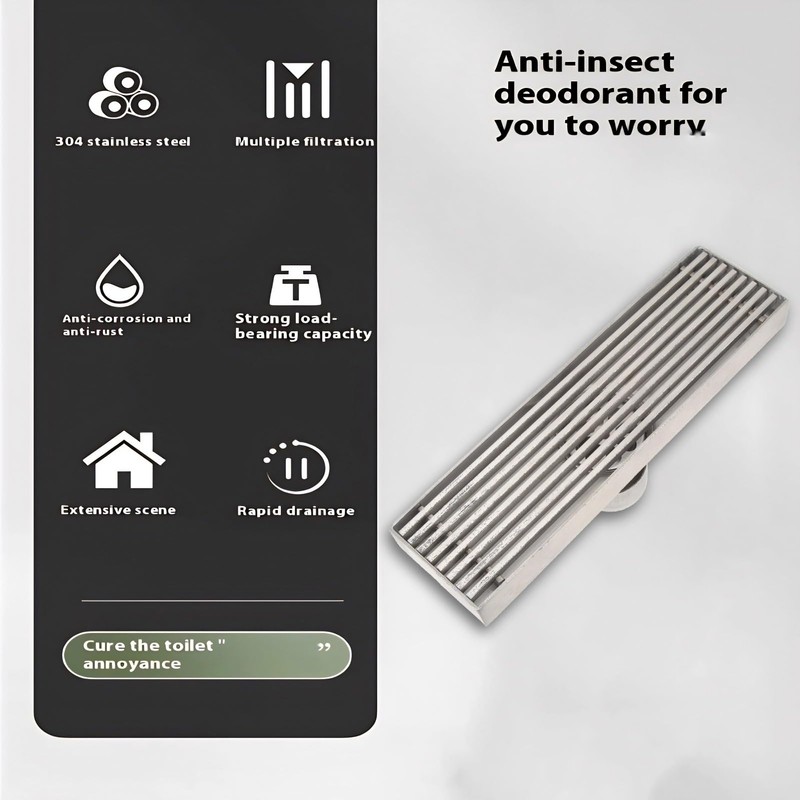 Linear Shower Drain,Large Drainage Capacity Stainless Steel Linear Drain,Effective Unpleasant