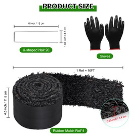 4 Pcs Rubber Mulch for Landscaping Garden Mulch Black Roll Rubber Mulch Mat Natural-Looking Edging Border Cuttable Reduced Weed Growth Organic Soil Fertilizer Bed Liner for Garden 10 Ft Long Each 2025