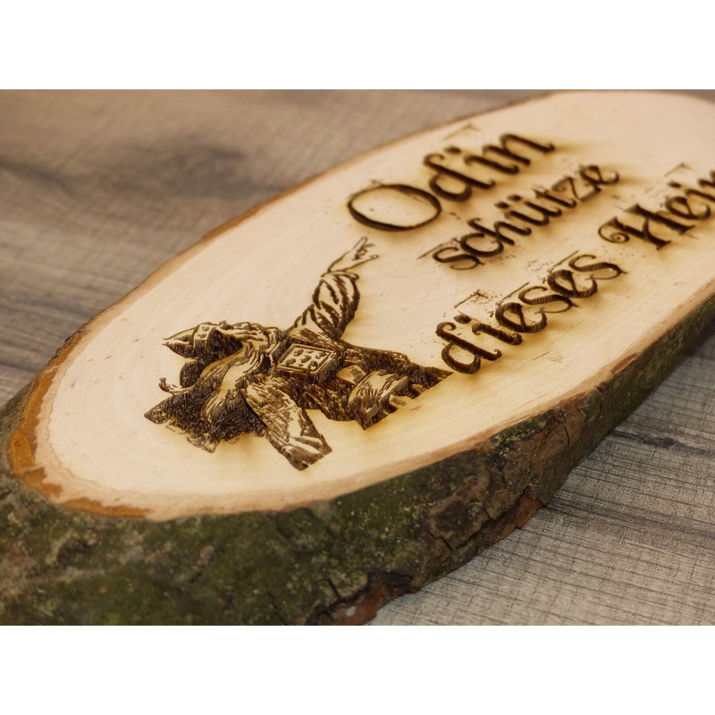 Odin schütze Dieses Heim Baumscheibe Bark Disc Saying Engraving Sign
