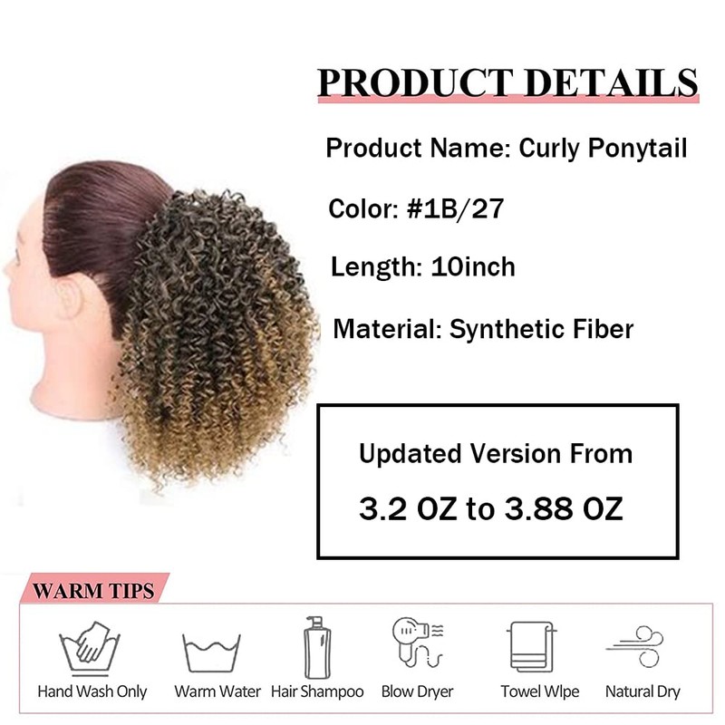DUTIKA Drawstring Ponytail Extension Curly Hair Extensions, Synthetic Pony Tails