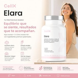 CellX Elara Myo-Inositol 2000 mg + D-Chiro 50 mg (40:1) + Quatrefolic® + DHB + Magnesio | Cápsulas Veganas | 120 Cápsulas | 30 Porciones