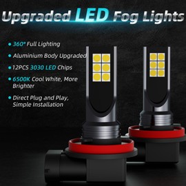 XFLHEHD 2Pcs Highlander Fog Light Bulbs Fits for 2014-2023 Toyota Highlander Replacement Bulbs, 6500K Cool White, Plug and Play Fog Light Blubs Replacement Package