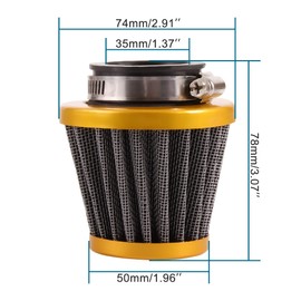 GOOFIT 35 mm Motorcycle Air Filter Gold Replacement for 50cc 125cc 110cc PZ16 PZ19 PZ22 Dirt Bike ATV Moped Go-kart Dirt Bike Pocket Bike Scooter UTV
