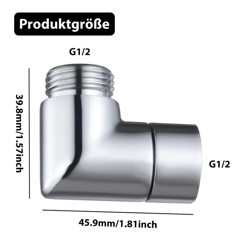 VZU Shower Head Extension 90 Degree Hand Shower Adapter, Shower