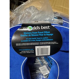 Worlds Best Cushion *NEW* World's Best Memory Foam Travel Pillow Blue w/Washable Cover
