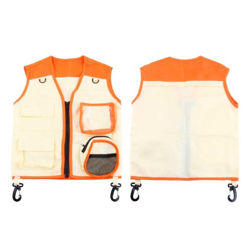 2Pcs Kids Explorer Costume Set Cargo Vest and Hat Outdoor