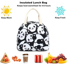 Panda Lunch Bag for Women Girls, Insulated Lunch Tote Bags Reusable Lunch Box for Kids Adults School Work Picnic Travel