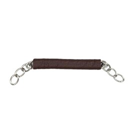 Equine Smile ES3019 Kinnketten Verschiedene Typen Leder Nylon Edelstahl mit doppelt oder gedrehte Kette (Gedreht Kette/Braun Leder Kinnkettenschoner)
