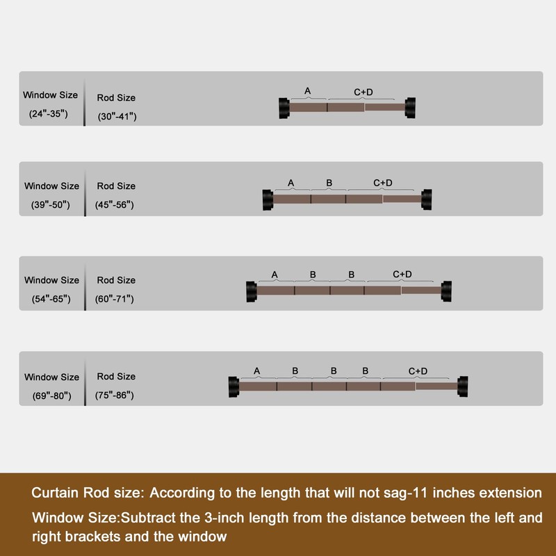 Heavy Duty Curtain Rods for Windows 18 to 88 Inch,
