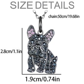 French Bulldog Pendant Necklace with Rhinestones - Elegant Enamel Dog Jewelry for Women Gift for Frenchie Lovers and Pet Owners
