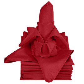 TableLinensforLess [12 Pack, Cherry Red] XL SimplyPoly Cloth Napkins 20x20 Inches, 100% Polyester Dinner Napkins with Hemmed Edges, Machine Washable Napkins Ideal for Parties, Weddings and Dinner