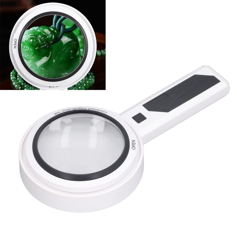 Magnifying Glass 5X 3X 10X Handheld Magnifier 3 Color Adjustable