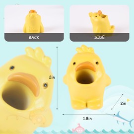 Cute Animal Toothbrush Holder - Duck Pen Pencil Holder,Mini Resin Freestanding Storage Base for Box Pen Brush Toothpick Desktop Storage Container, Washroom Office Organizer Accessories (Duckling)