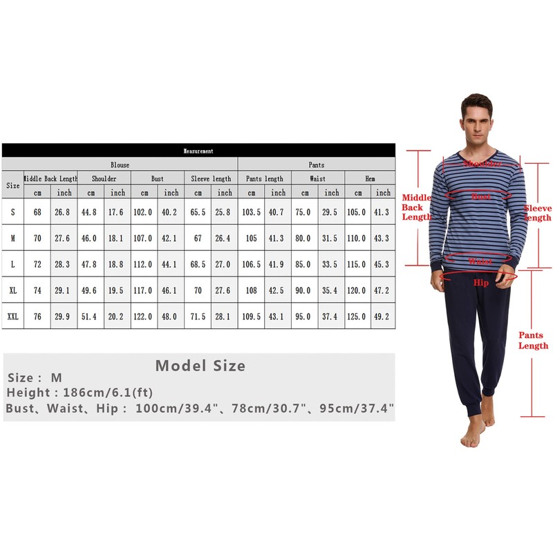 Bresdk Men's Long Winter Cotton Sleepwear Men's Gift, red