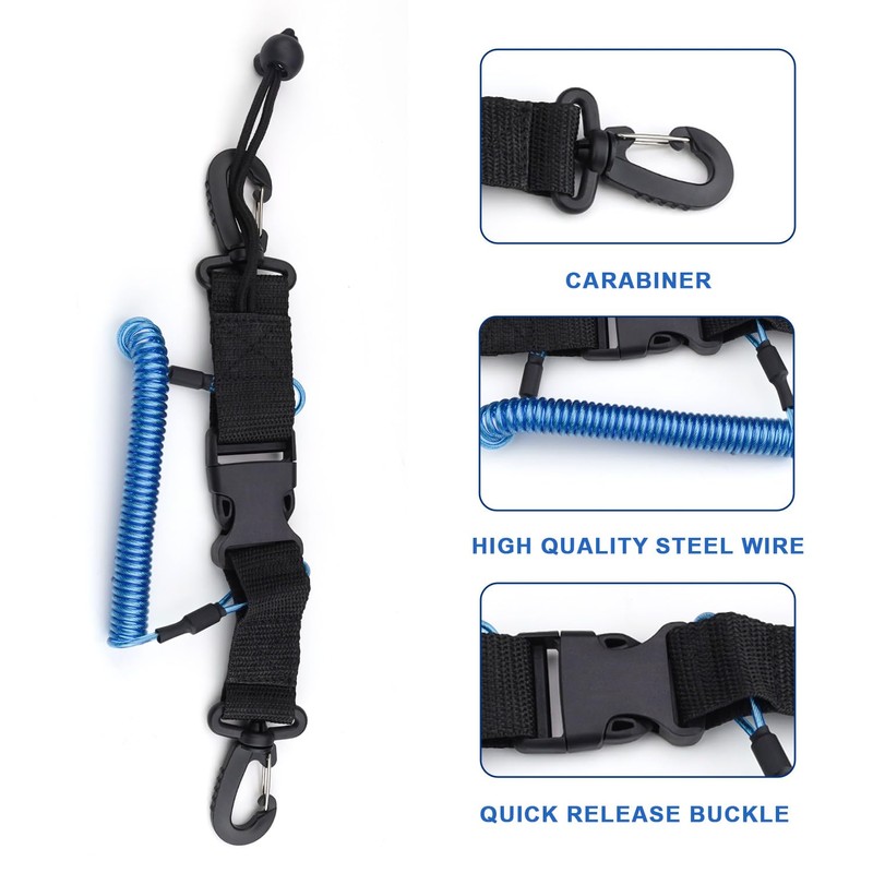 HASLED Spiral Cable Diving with Stainless Steel Core, Spiral Cable