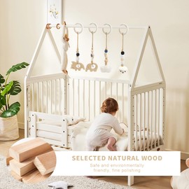 Pack of 4 Play Arch Baby Toys from 0 Months Play Arch Baby Toys Play Arches Baby Gym Pendant Wooden for Girls Boys Baby Toy for Baby Seat Pram Car Seat Toy (White)