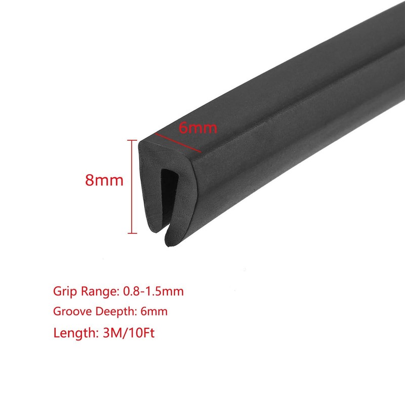TA-VIGOR Edge Trim U Seal Black Rubber U Channel Edge