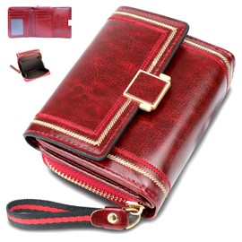 Mikytoper Purses for Women PU Leather Wallet for Women Card Cases & Money Organisers Ladies Wallet Purse Small Purses for Women Girls (Square Buckle - red)