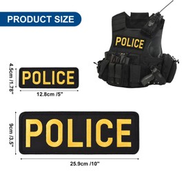 sourcing map Police Patch with Hook and Loop Police Embroidered Patches Durable Fabric Police Patch for Police Vest Jacket Clothes Backpacks Hats Yellow(1Pcs Small and 1Pcs Large)