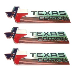 Muzzys (Set of 3) XL Texas Edition Emblems Badges FITS F150 F250 F350 Tailgate, Universal Stick On Ram, Tundra Tacoma, Silverado, Titan, Hood Door Tail Gate Grille Fender