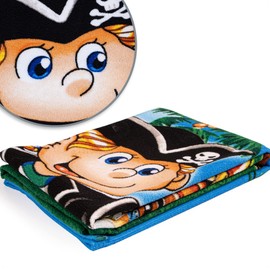 com-four® Bath Towel with Pirate Motif - Colourful Beach Towel - Bath Blanket for Beach, Swimming Pool and Bathroom - Soft Towel 75 x 150 cm (Hand Towel Pirate)