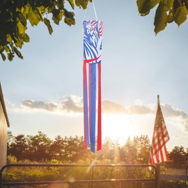 Kisangel Patriotic American Flag Garland of July Windsocks Us Windsocks for Garden Backyard Decorations