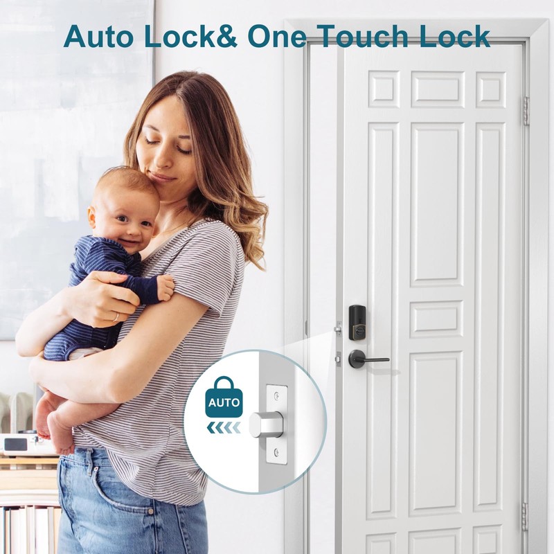 Smart Front Door Lock - Keypad Deadbolt with Fingeprint, Smart