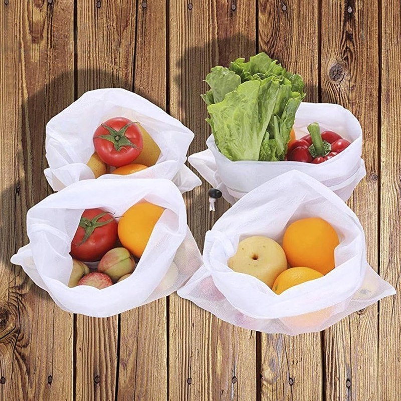 Set 24pzs Bolsas Ecológicas Reutilizables Malla Lavables para Guardar Fruta