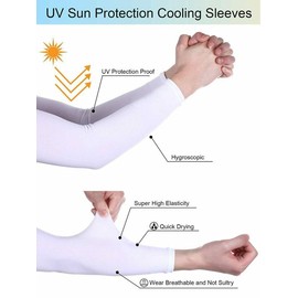 Cooling Arm Sleeves - 5 Pairs Breathable, UV Sun Protection, Sports Arm Sleeves for Women, Men & Youth in White