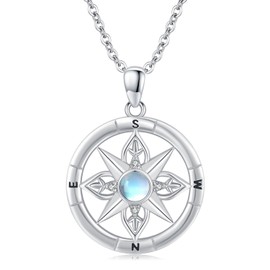 Kootwo Compass Necklace 925 Sterling Silver Compass Pendant Jewelry for Women Birthday Graduation Jewelry Gift