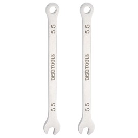 sourcing map 2pcs Thin Combination Wrench Metric 5.5mm 6-Point Ended Box 15 Degree Offset Open End Stainless Steel, Silver Tone