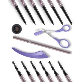 Berinist 6Pcs Microblading Eyebrow Pencils Brown Waterproof Eye Brow Pencil w/Eye Brow Razor & Scissors Kit 0.5mm Ultra-Fine Tip Creates Hair-Like Strokes for Women Effortless Natural Brows