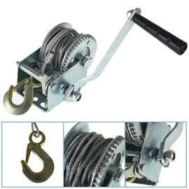 TINVHY 800 lbs Hand Crank Winch with Brake Come-Along Heavy Duty Steel Cable for Boat, Trailer, ATV or Deer Feeder