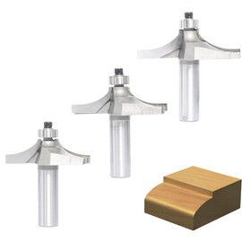 Akylin 3Pcs Table Edge and Handrail Router Bit,1/2 Inch Shank, Cutting Dia. 2",2-1/4",2-1/2" Thumbnail Edge Cutters, Carbide Tipped 2 Flute, for Wood Profiling,Molding,Edging