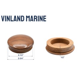 Vinland Marine Ø2-5/8" Teak Boat Steering Wheel Center Cap for pontoon steering wheel, stainless steel boat steering wheel, wood boat steering wheel