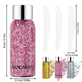 Body Glitter Gel, Hillylolly 3 Pieces Chunky Glitter Gel, Glitter Face, Festival Glitter Gel, Make Up Glitter, Glitter Body, Glitter Gel Hair, Glitter Make-Up, for Stage, Festival, Party Makeup