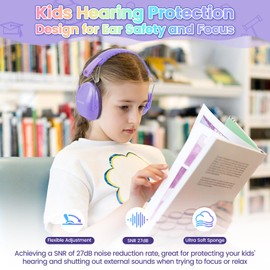 BOLIFIER Kids Ear Defenders for Children,Safety Earmuffs Ear Protectors Noise Reduction Headphone Ear Protection Earmuffs for Boys, Girls, Toddlers & Children Age 3-16 Year Old - 27dB SNR (Purple)