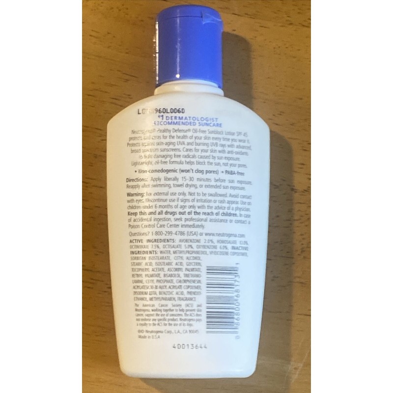 Neutrogena Healthy Defense Oil-Free SPF 45 Sunscreen Sunblock Lotion 4