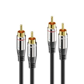 Sonero Premium 15.0 m RCA Cable, 2x RCA to 2x RCA Audio Cable, Subwoofer, HiFi System, Amplifier, Black