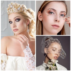 lahnao 80g Mix Flat Back Pearls and Rhinestones for Crafts, Mixed Size 3mm-10mm Flat Back Rhinestones for Crafts, Flatback Pearls for DIY Tumblers Mugs, Nail Art, Shoes, Clothes