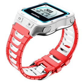 NotoCity Compatible with Garmin Forerunner 920XT Band Soft Silicone Strap for 920XT Replacement Watch Band for Men Women Red-White