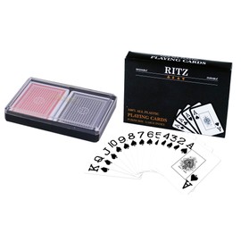 Ritz 2-Decks Poker Size 100% Plastic Playing Cards Set in Plastic Case, Large Index, Waterproof