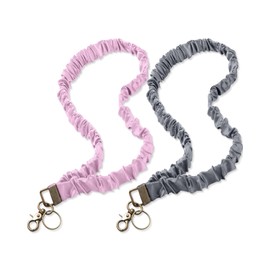 Geyoga 2 Pcs Teacher Scrunchie Lanyards for ID Badges Keys Retractable Scrunchy Neck Lanyard for Women Nurses Cruise(Soft Style)